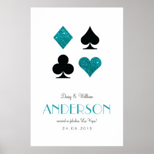 Teal Glitter Destiny Las Vegas Wedding Anniversary Poster