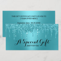 Teal Glitter Drips Salon & Spa Gift Certificates