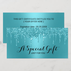 Teal Glitter Drips Salon & Spa Gift Certificates