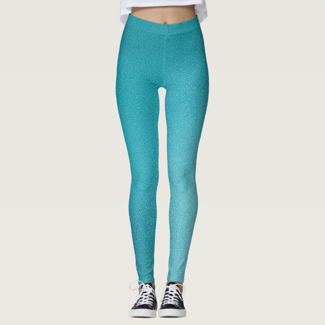 Teal Glitter Glam Leggings (Front)