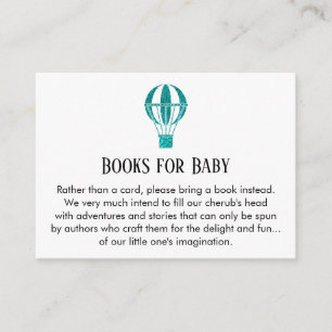 Teal Glitter Hot Air Balloon Book Request Cards