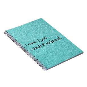 Teal Glitter I Made It Awkward Spiral Notebook