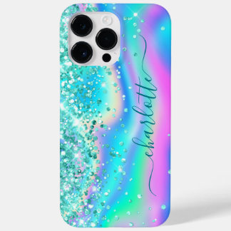 Teal Glitter Iridescent Glam Girly Signature Case-Mate iPhone 14 Pro Max Case