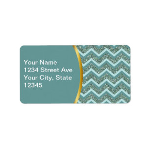 Teal Glitter Label