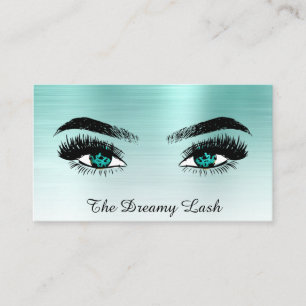 *~* TEAL Glitter Lashes QR Brows Extensions Business Card