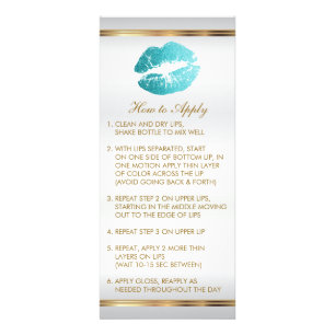 Teal Glitter Lipstick Instructions White Satin Rack Card