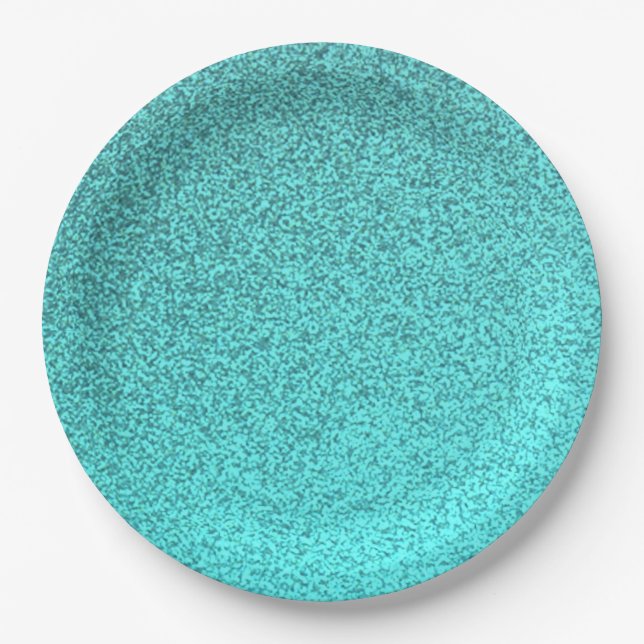 Teal glitter look paper plates (Front)
