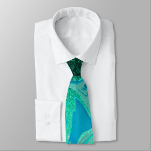Teal glitter marble tie
