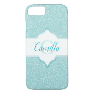 Teal Glitter Monogram iPhone 8/7 Case