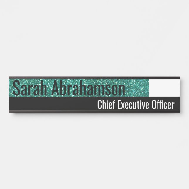 Teal Glitter Office Door Sign (Front)