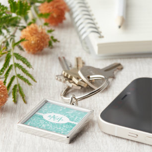 Teal Glitter Personalise Keychain