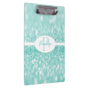 Teal Glitter Personalised Clipboard