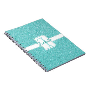 Teal Glitter Personalised Notebook