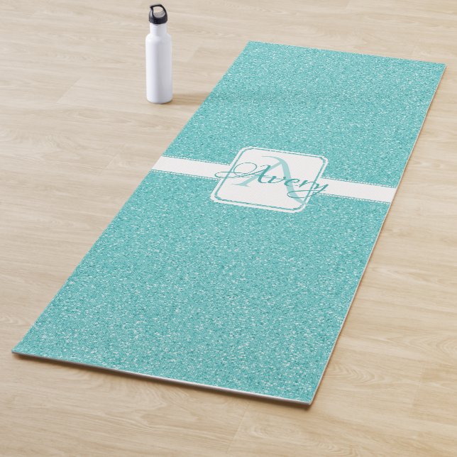 Teal Glitter Personalised Yoga Mat (In Situ)