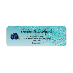 Teal Glitter, Royal Blue Roses Sweet 16