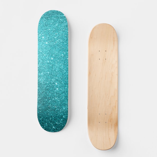 Teal Glitter Skateboard (Front)