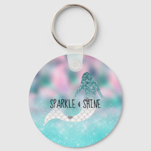 Teal Glitter Sparkle Mermaid Key Ring