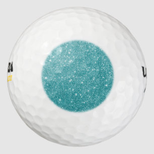 Teal Glitter Sparkles Golf Balls