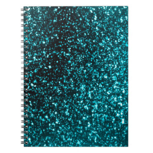 Teal Glitter Spiral Notebook