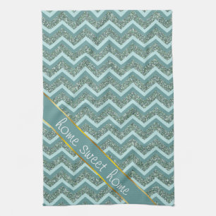 Teal Glitter Tea Towel
