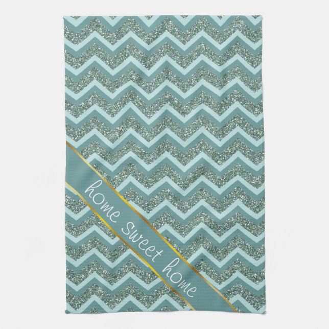 Teal Glitter Tea Towel (Vertical)