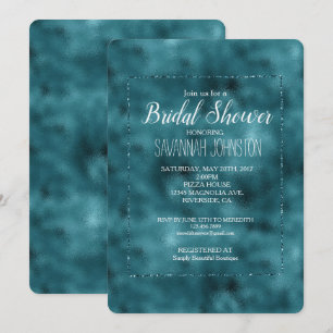 Teal Glitz Glitter Glam Bridal Shower Invitation