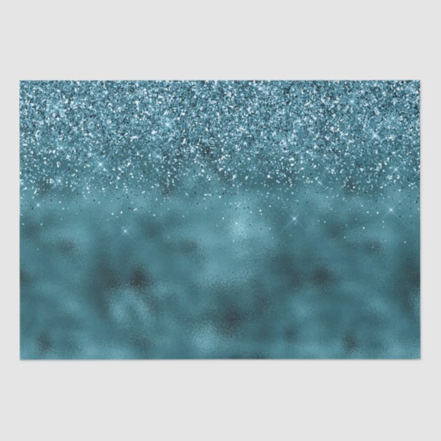 Teal Glitz Glitter Glam Tissue Paper (Front)