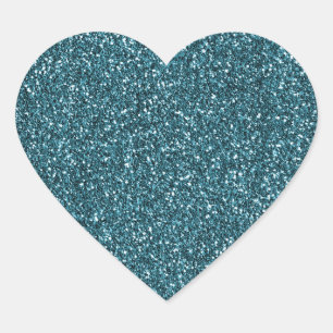 Teal Glitzy Glam Sparkle Glitter Heart Sticker