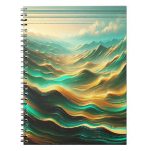 Teal & Gold Abstract Mountain Notebook