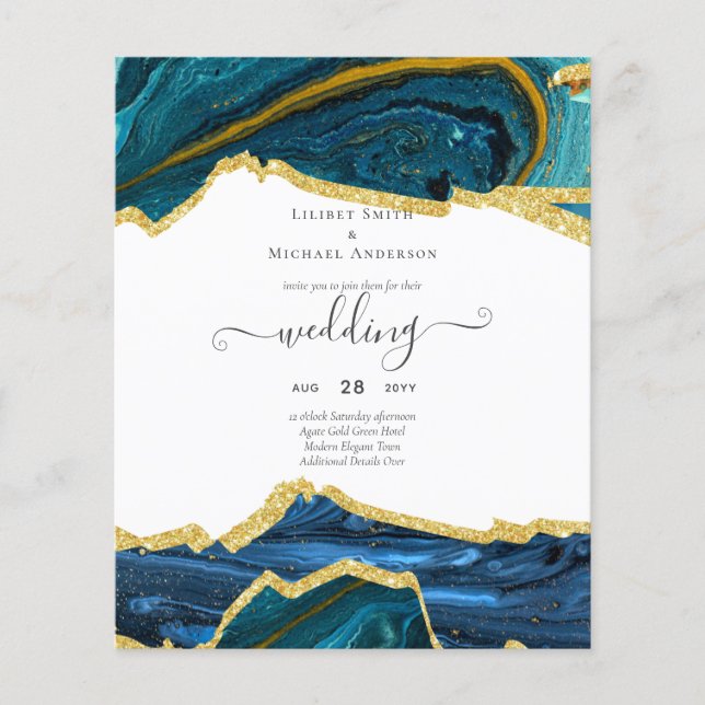 Teal Gold AGATE Wedding Flyer (Front)