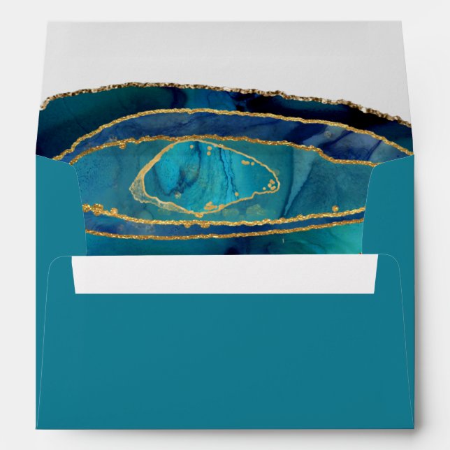 Teal Gold Agate with Return Address Envelope (Back (Bottom))