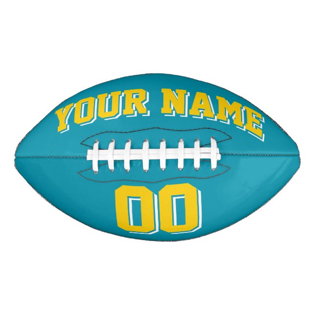 TEAL GOLD AND WHITE Custom Football American Football (Front)