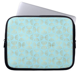 Teal & Gold Art Deco Design, Pattern Laptop Sleeve