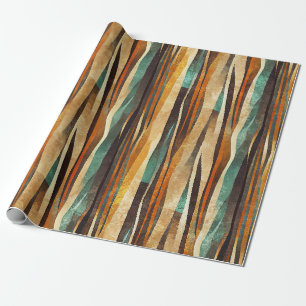 Teal Gold Art Deco Geometric Pattern Wrapping Paper