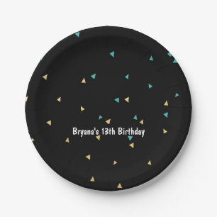 Teal Gold & Black Triangles Modern Party Plates