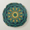 Teal Gold Bohemian Mandala OM Yoga Round Cushion