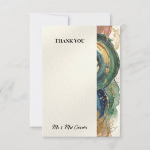 Teal Gold Botanical Wedding Thank You Card