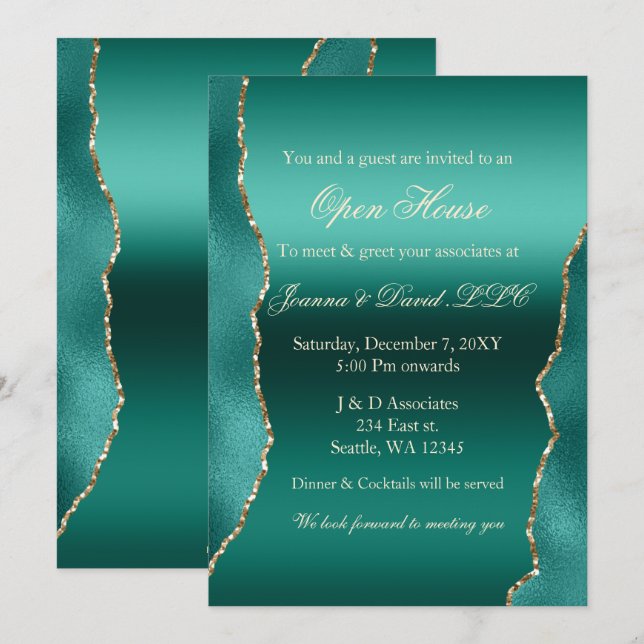 Teal Gold Business Corporate Party   Invitation (Front/Back)