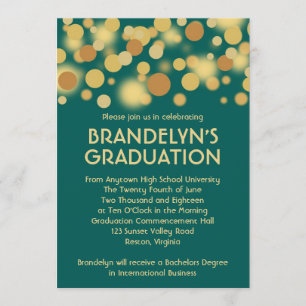 Teal Gold Celebration Graduation Announcement