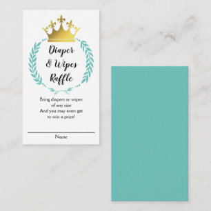 Teal Gold Crown DIAPER WIPES RAFFLE  Enclosure Card
