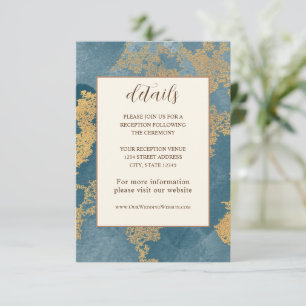 Teal Gold Elegant Abstract Watercolor Wedding  Enclosure Card