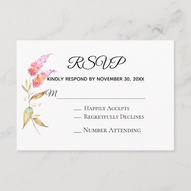 *~*  Teal Gold Elegant Modern Floral Wedding RSVP Enclosure Card (Front)
