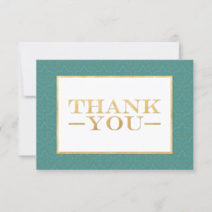 Teal & Gold Fleur De Lis Wedding Thank You Cards