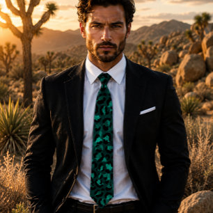 Teal & Gold Glam Luxe Leopard Print Tie