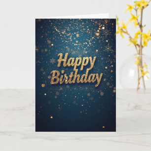 Teal Gold Glitter Birthday Card