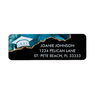 Teal Gold Graduation Return Address