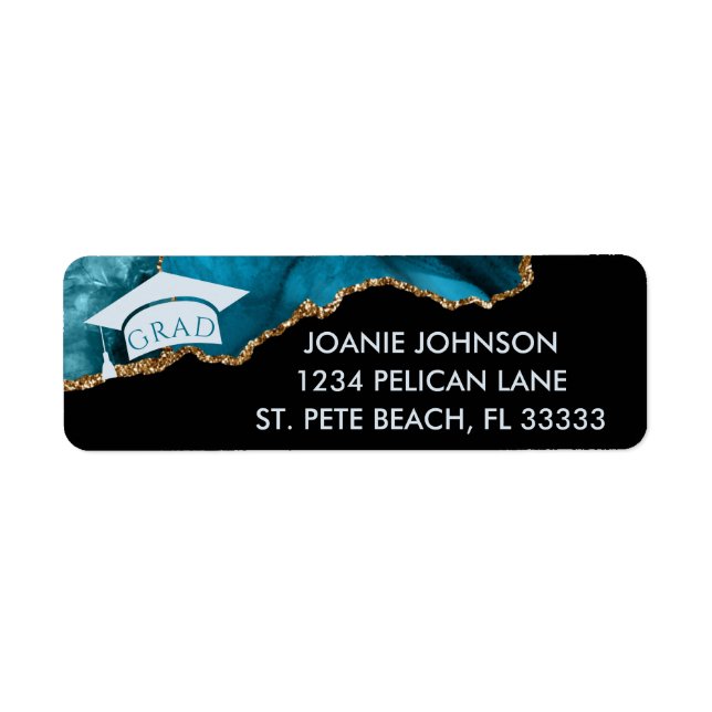 Teal Gold Graduation Return Address (Front)