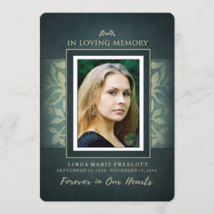 Teal & Gold Loving Memory Photo Thank You Card