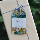 Teal Gold Luxe Floral Wedding Thank You Gift Tag<br><div class="desc">Our ''Teal Gold Luxurious Floral'' collection features rich watercolor backgrounds in emerald and sapphire with roses in same colours and gold foliage. Decorative letters are a part of a custom script but can be incorporated in a monogram design upon your request. This collection spreads across wedding, office and personal items....</div>