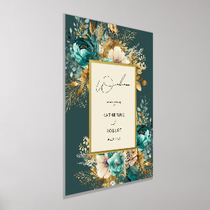 Teal Gold Luxe Floral Wedding Welcome Foil Prints